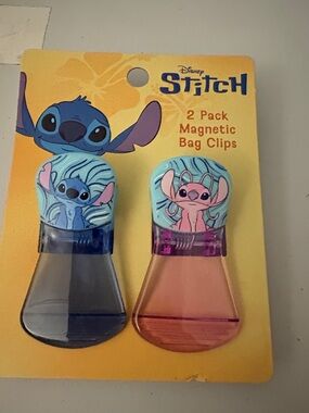 Disney Stitch Magnetic Bag Clips - Blue & Pink Characters (2-Pack)